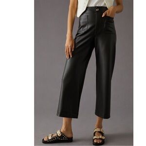 Maeve Anthropologie The Colette Faux Leather Cropped Pants